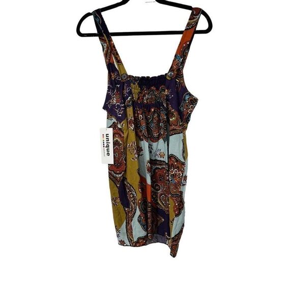 Unique Spectrum Multi Color Paisley Viscose Boho Tank - Picture 2 of 9
